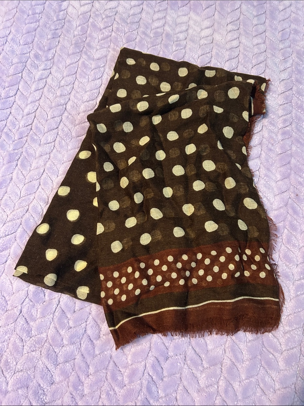 Brown polka dot scarf